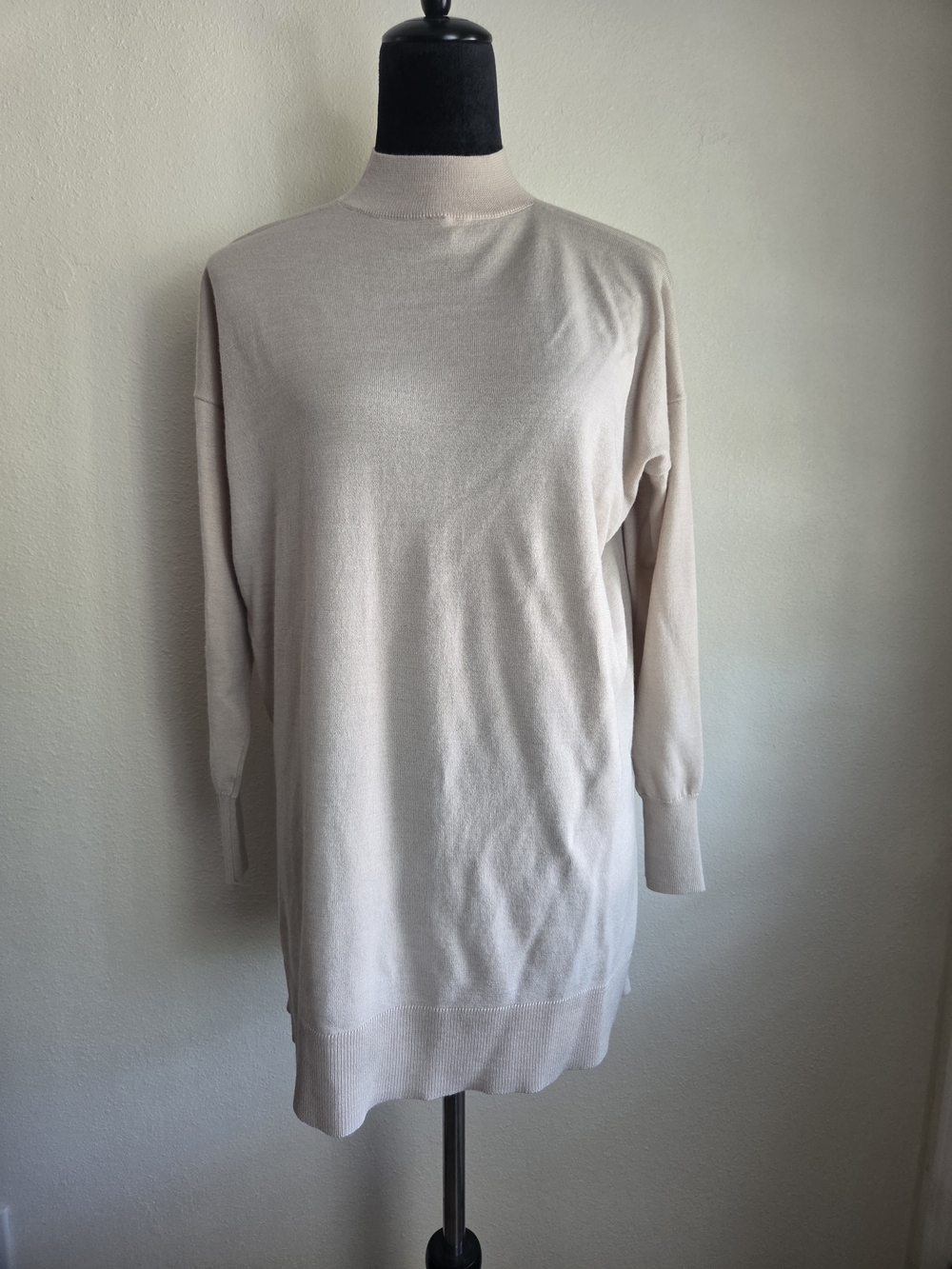 Uniqlo Wool Blend Mock Neck Tunic Oversized Sweater Womens Size S Basic Timeless